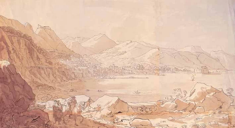 Luigi Basiletti-69-Veduta di paese costiero